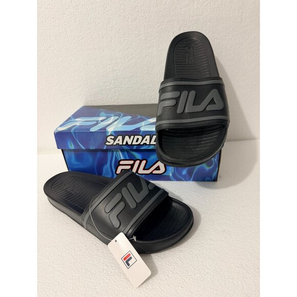 Fila Mens Sleek Slide ST Sandals Black Size 13 Rubber Slip-On Comfort Style - Picture 2 of 10